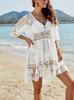 Women's Contrast Lace Bathing Suit Cover Up V-Neck Swimsuit Coverups Loose Swimwear Beach Dress Beachwear