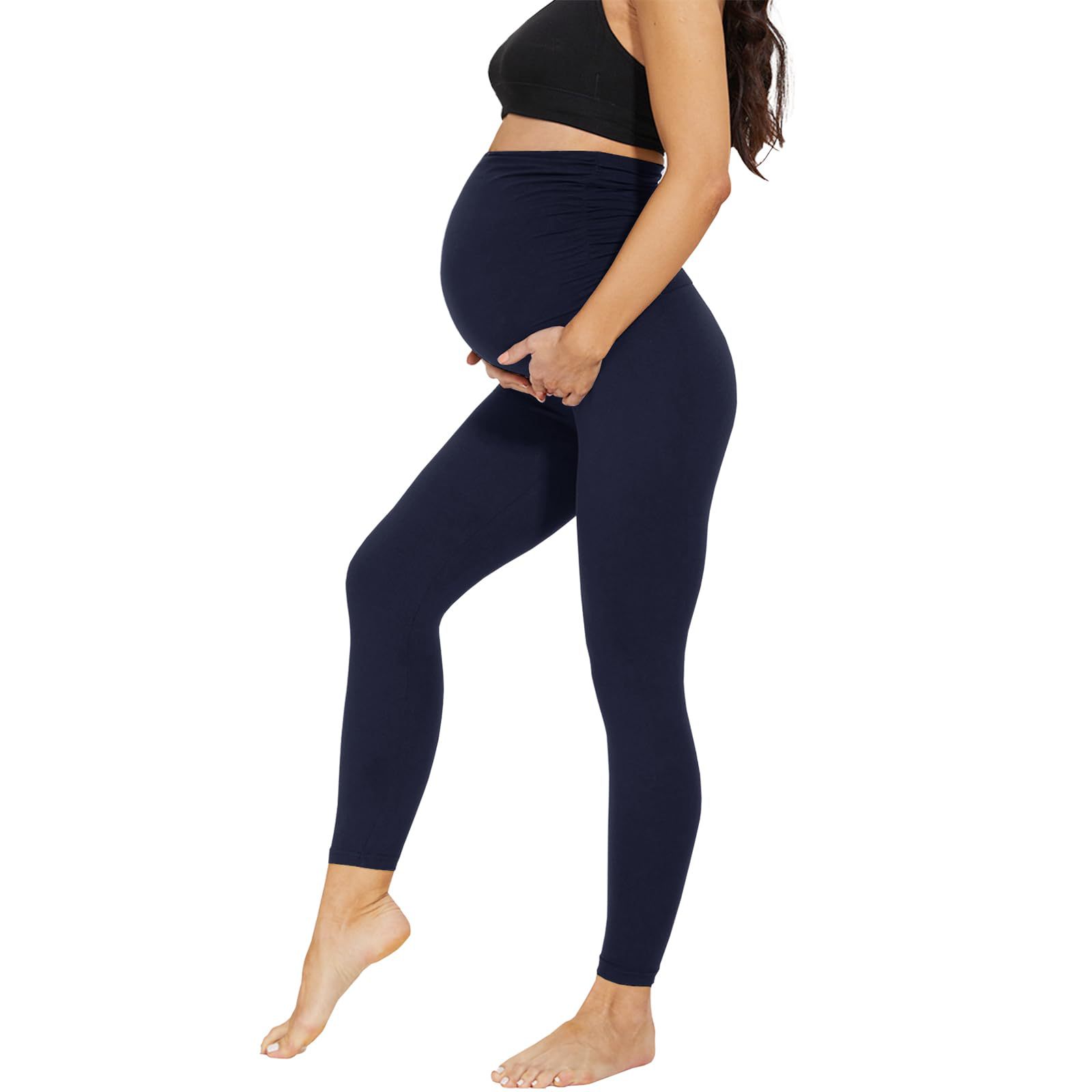 Women's Maternity Leggings with Pockets Over The Belly,Pregnancy Yoga Pants Activewear Workout Leggings