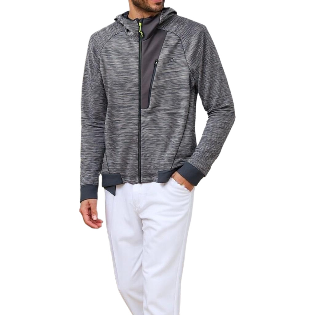 Men's Full-Zip Athletic Jacket with Hoodies Workout Long Sleeve Fishing Hiking Performance Shirt