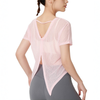 Women Yoga Tie Wrap Top Long Sleeve Round Collar Ballet Wrap Blouse Workout Slim Fit Top Gym Yoga Sport Cover Up