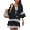 Women's Cover Up Short Sleeve Bathing Suit Cover Ups Crew Neck Tie Beach Coverup Dress