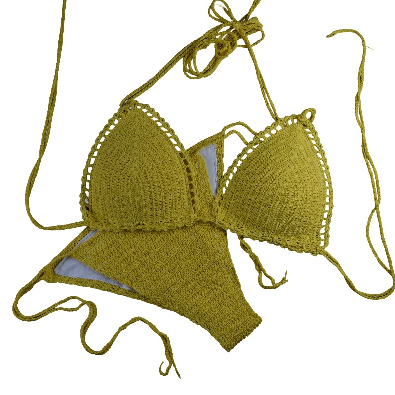 Bikini Set for Women Two Piece Swimsuits V Neck Low Rise Crisscross Back Self Tie Spaghetti Straps