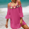 Summer Dress for Lady Swim Cover Up Women's Beachwear Off Shoulder Bathing Suit Coverups Half Sleeve Loose Swimsuit