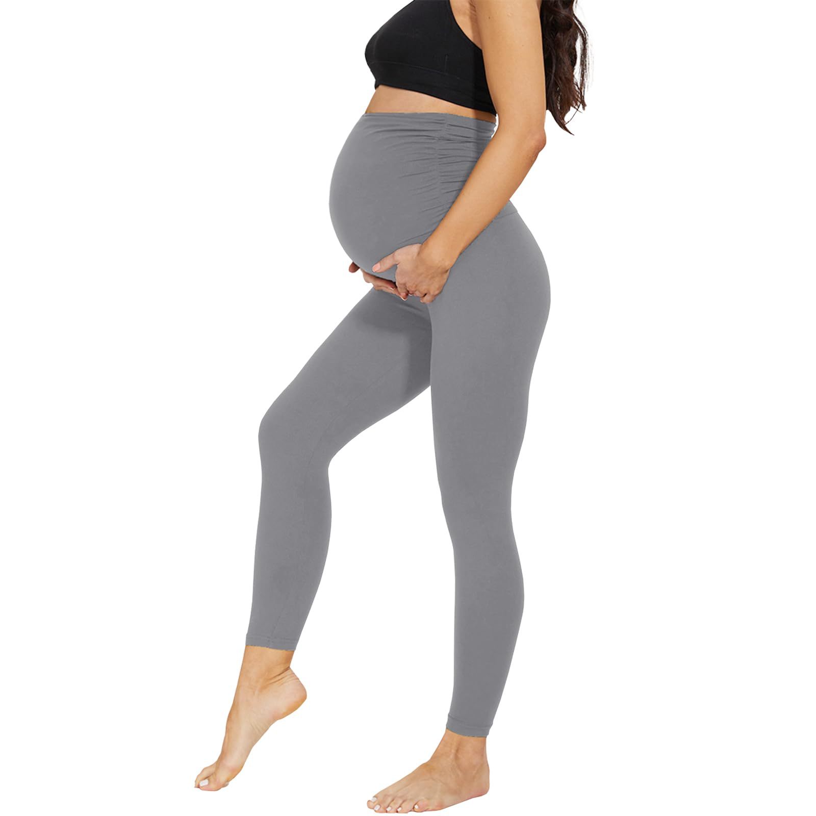 Women's Maternity Leggings with Pockets Over The Belly,Pregnancy Yoga Pants Activewear Workout Leggings