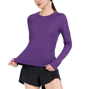 Custom Women's Long Sleeve Shirts Advantageous Workout Yoga Crop Top Fitness Yoga Sports Gym Shirt
