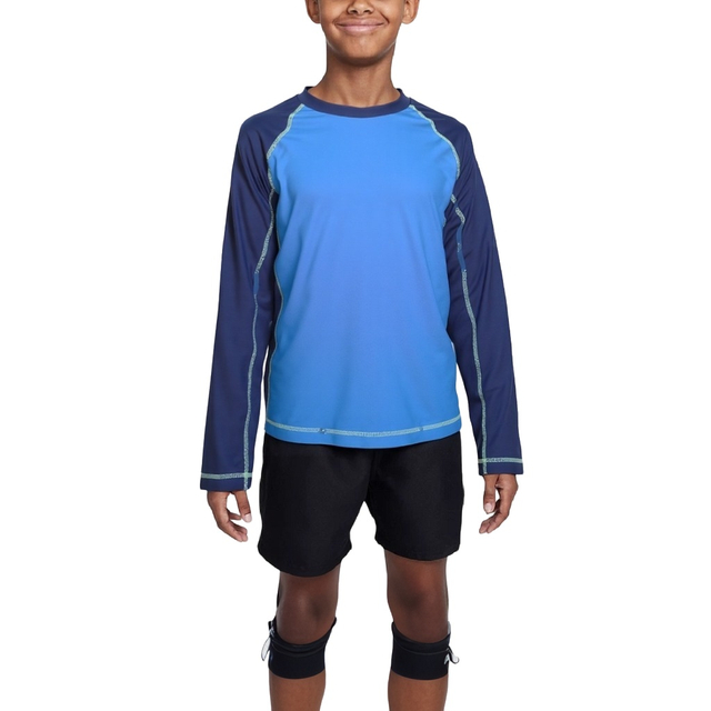 Boys Two Piece Rash Guard and Swim Trunks Outfit Set Kids Short Sleeve Swimsuit