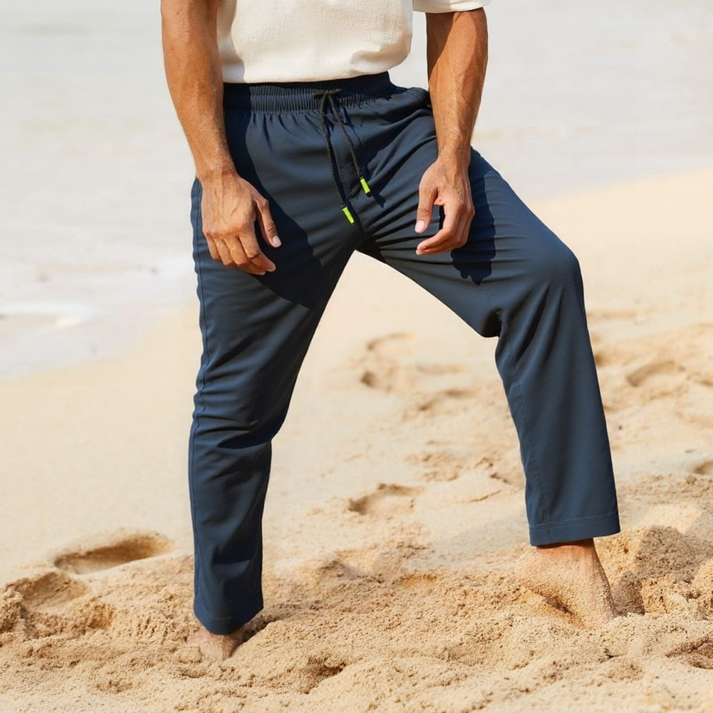 Mens Casual Pants Drawstring Elastic Waist Lightweight Pants Loose Fit Summer Beach Yoga Trousers