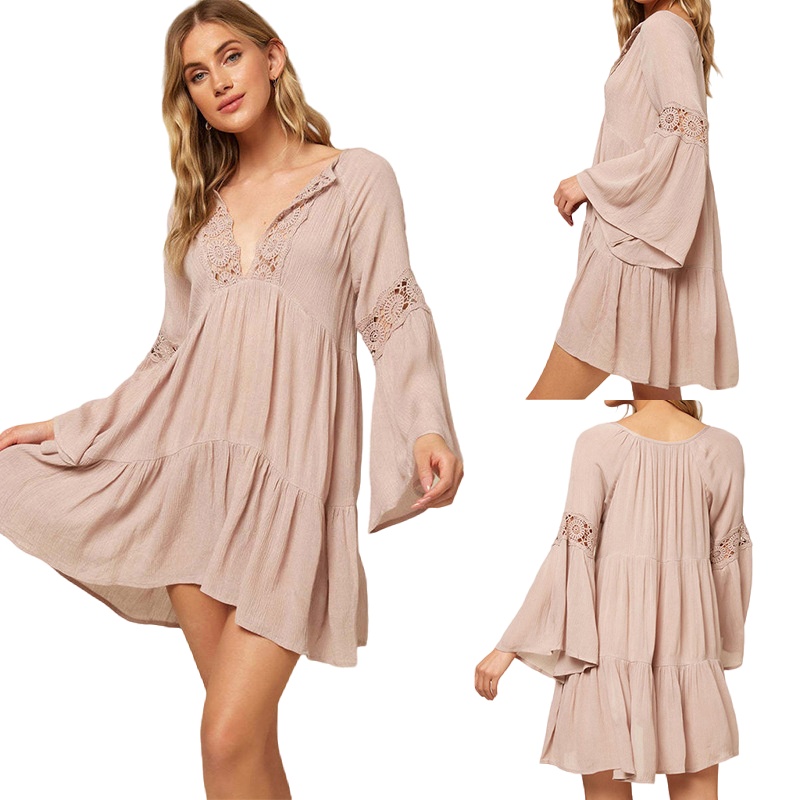 Coverup Summer Dresses for Women Casual Loose Long Sleevele Sundresses