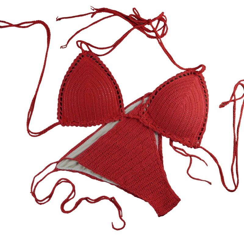 Bikini Set for Women Two Piece Swimsuits V Neck Low Rise Crisscross Back Self Tie Spaghetti Straps