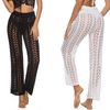 Womens Crochet Cover Up Pants Sheer Mesh High Waist Sexy Casual Knit Summer Swimsuit Coverup Beach Pants