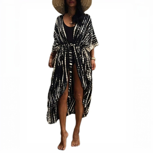 Women's Beach Cover Ups Open Front Tie Dye Swim Cover Up Swimsuit with Belts
