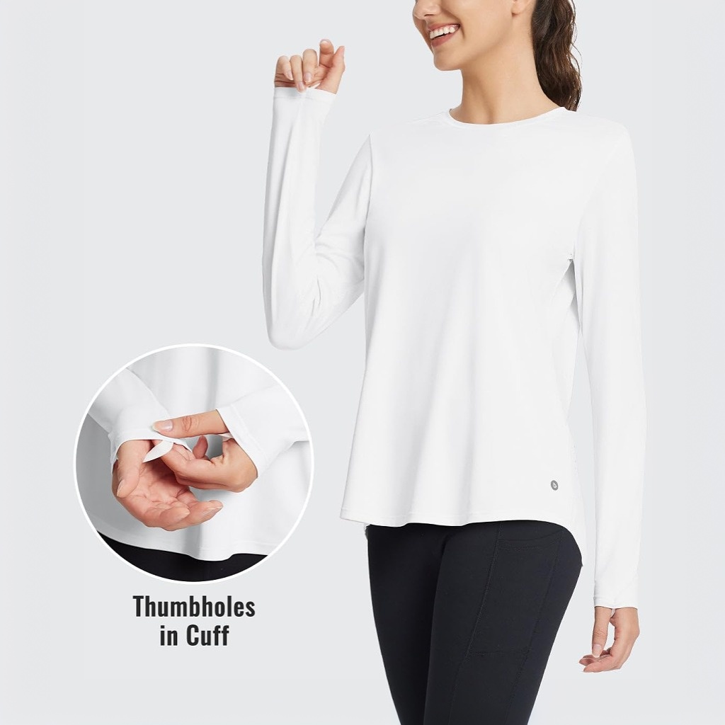 Women's Long Sleeve Workout Tops Active Running Shirts Loose Fit Quick Dry Athletic Soft