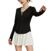 Custom Logo Sportswear Workout Quick Dry Women Full Zip Sports Shirts Zipper Fitness Gym Tops Yoga Jacket