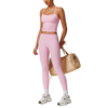 Womens Workout Sets Two Piece Cross Back Tank Top Matching High Waist Leggings Sets Gym Outfits Work Out Clothes