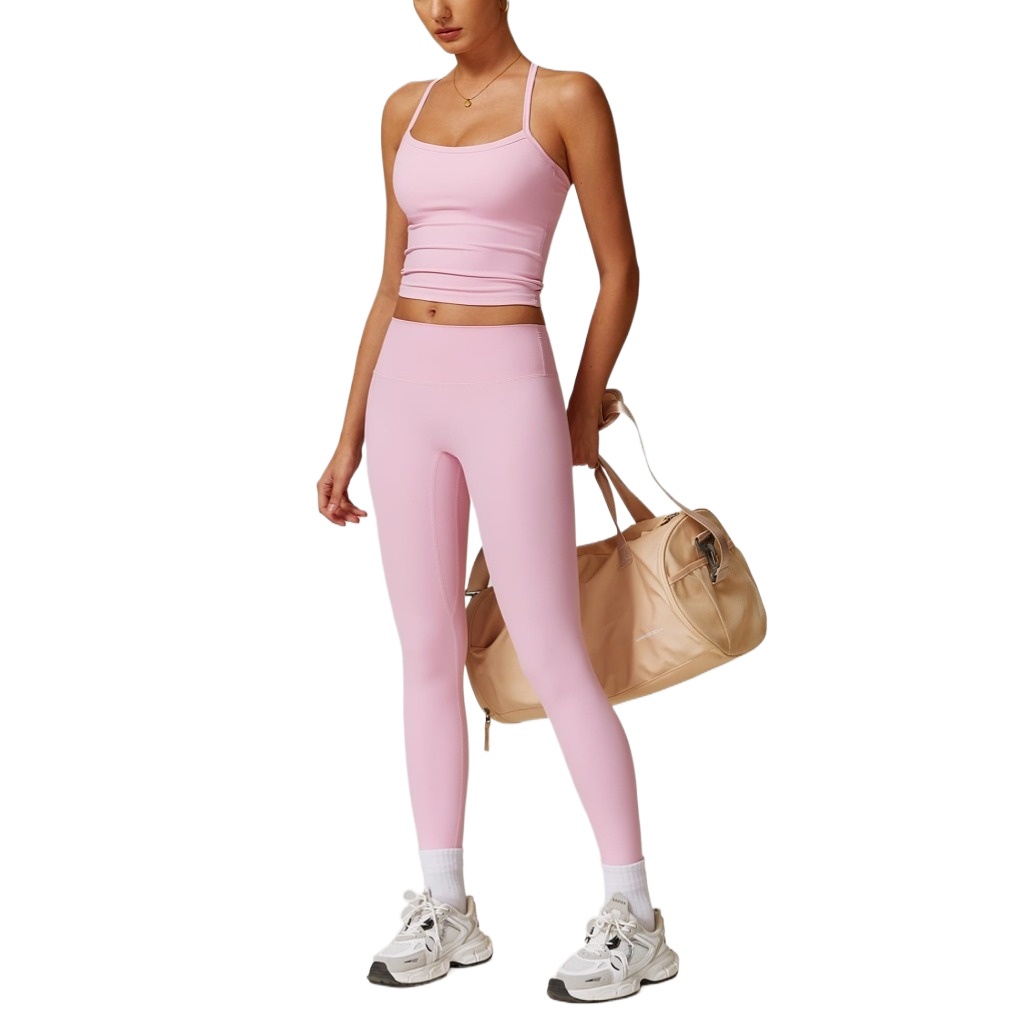 Womens Workout Sets Two Piece Cross Back Tank Top Matching High Waist Leggings Sets Gym Outfits Work Out Clothes