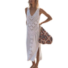 Women's 2025 Summer Spring Casual Sundress Beach Vacation Hollow Out slit Sleeveless Tank V neck Coverup Long Dresses