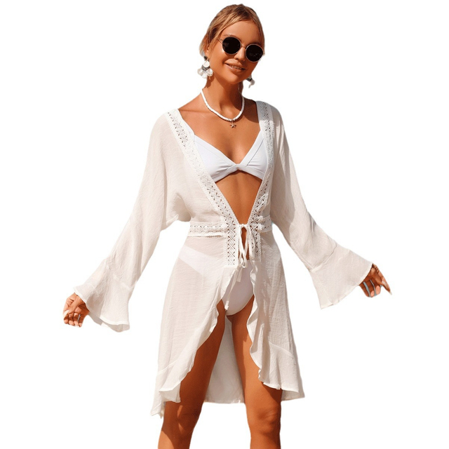 Swimsuit Cover Ups for Women Beach Swimwear Coverup Sheer Sexy V-Neck Beachwear