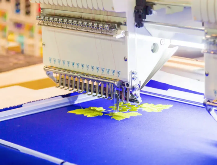 Computerized embroidery machine working