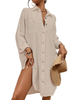 Womens Modern Swimsuit Cover Up Blouse Button Down Shirt Dresses Tops