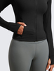 Womens Cropped Slim Fit Workout Jacket Weightless Track Athletic Full Zip Up Tops with Thumb Holes