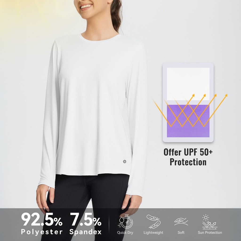 Women's Long Sleeve Workout Tops Active Running Shirts Loose Fit Quick Dry Athletic Soft