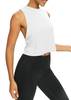 Womens Open Back Workout Shirts Cropped Yoga Tank Tops Backless Athletic Clothes