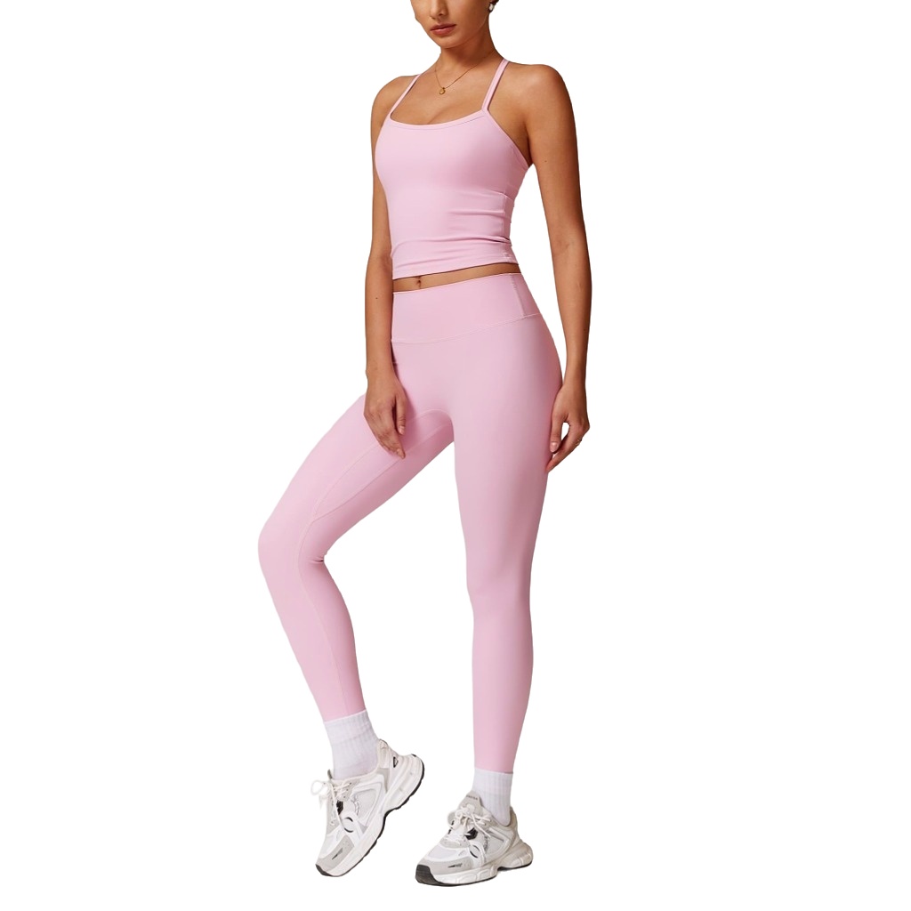 Womens Workout Sets Two Piece Cross Back Tank Top Matching High Waist Leggings Sets Gym Outfits Work Out Clothes