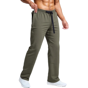 Men's Lightweight Sweatpants Loose Fit Open Bottom Athletic Workout Gym Pants with Zipper Pockets