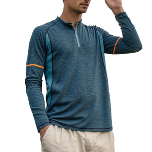 Mens Shirts Long Sleeve Casual Outdoor Hiking T-Shirts Lightweight half zip Shirts sportswear 