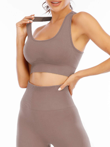Workout Sets for Women 2 Piece High Waisted Seamless Leggings with Padded Stretchy Sports Bra Sets Gym Clothes