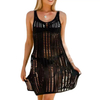 Swimsuit Coverup for Women Bathing Suit Cover ups Crochet Beach Tank Dress Hollow Out Slit Bikini Cover Up Sleeveless Dresses