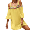 Summer Dress for Lady Swim Cover Up Women's Beachwear Off Shoulder Bathing Suit Coverups Half Sleeve Loose Swimsuit