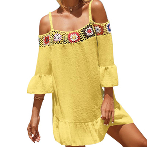 Summer Dress for Lady Swim Cover Up Women's Beachwear Off Shoulder Bathing Suit Coverups Half Sleeve Loose Swimsuit