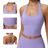 Womens Halter Built in Bra Workout Sports Tank Tops Summer Trendy Backless Going Out Clothing Crop Tank Tops with Removable Pads