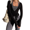 Womens Ballet Wrap Top Long Sleeve Tie Front Workout Cover Up Pilates Yoga Tops Y2k Fairy Coquette Shirt Going Out