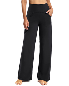 Womens Wide Leg Yoga Pants Casual Work Dress Pants Lounge Sweatpants High Waist Comfy Loose Trousers with Pockets