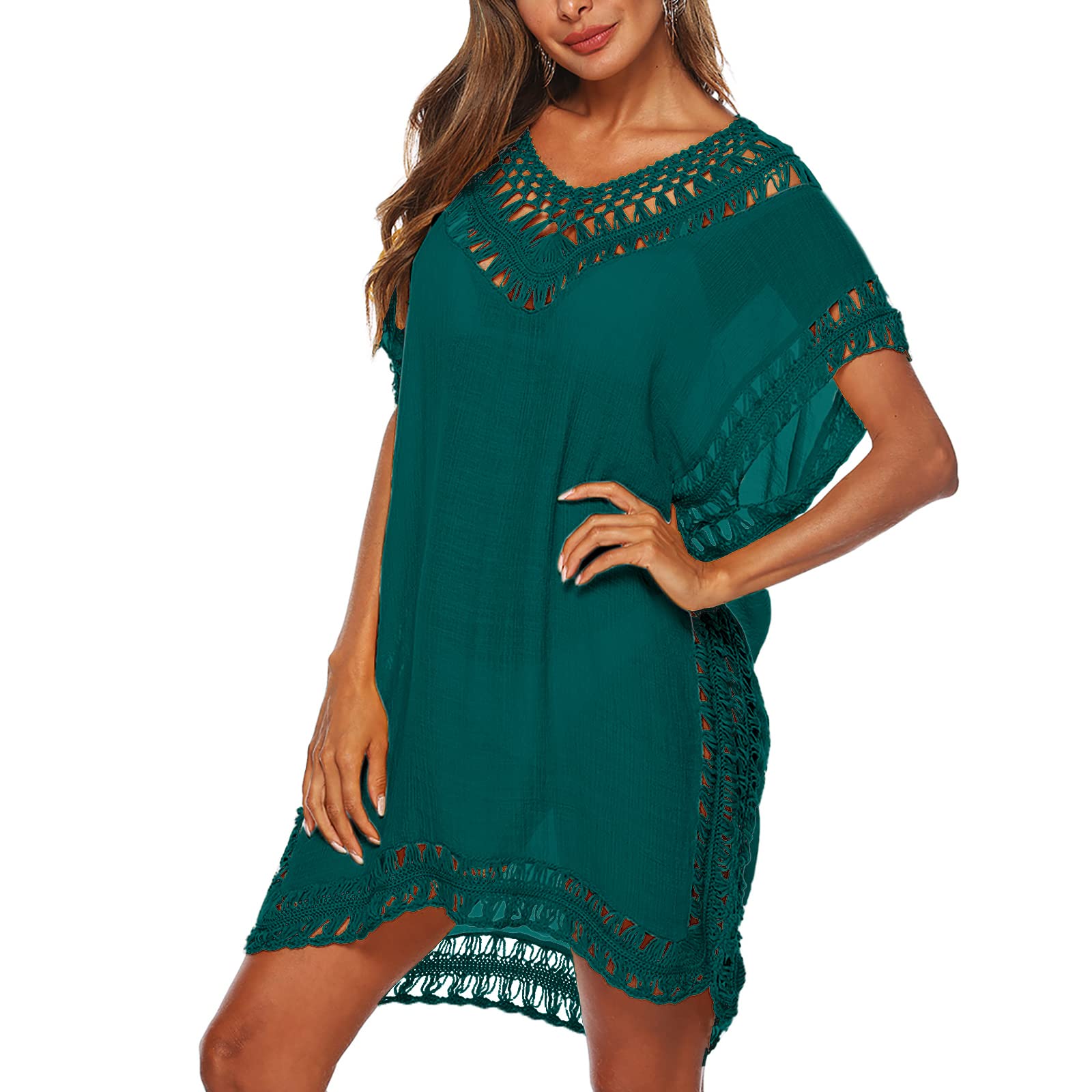Womens Swimsuit Cover Up Hollow Out Swimwear Beach Bathing Suit Bikini Coverups