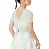 Women Yoga Tie Wrap Top Long Sleeve Round Collar Ballet Wrap Blouse Workout Slim Fit Top Gym Yoga Sport Cover Up