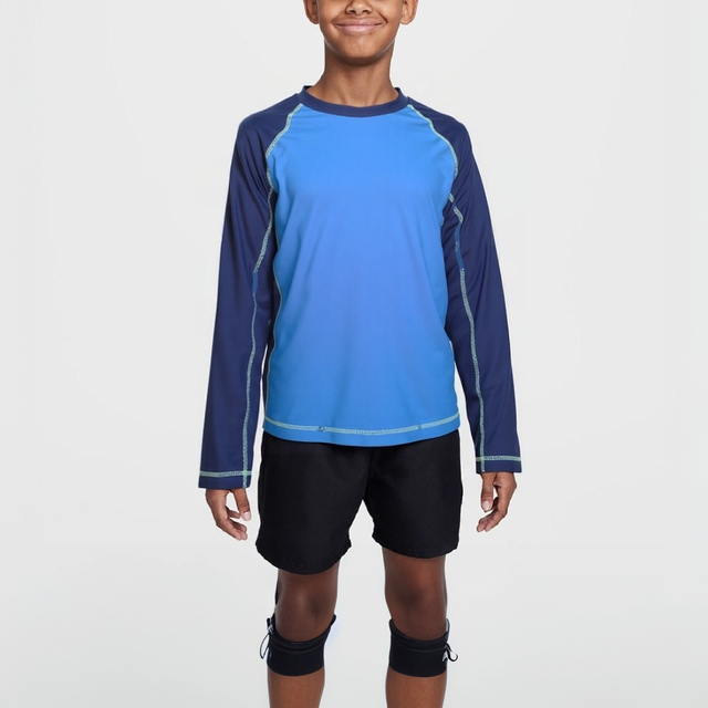 Boys Two Piece Rash Guard and Swim Trunks Outfit Set Kids Short Sleeve Swimsuit