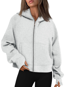 Womens Zip Up Hoodies Jackets Cropped Sweatshirts Fleece Fall Outfits Casual Comfy Y2k Tops Winter Clothes 2025