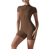 Summer Zipper Short Sleeve Shorts Yoga Jumpsuit for Women Dance Fitness Tight Sports Jumpsuit
