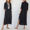 Women's Swimsuit Coverup Casual Deep V Neck Beach Dress Short Sleeve Loose Swimwear Cover Ups 2025 Beachwear