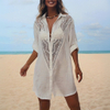 Women Swimsuit Coverup Shirt Dress Button Down Bathing Suit Cover Up Beachwear