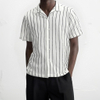 Men's Striped Cuban Collar Shirt Texture Casual Beach Vacation Shirts