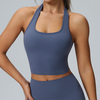 Womens Halter Built in Bra Workout Sports Tank Tops Summer Trendy Backless Going Out Clothing Crop Tank Tops with Removable Pads