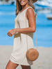 Women's Sleeveless Swimsuit Coverup Waffle Knit Swimwear Beach Cover Ups Twisted Mini Dress
