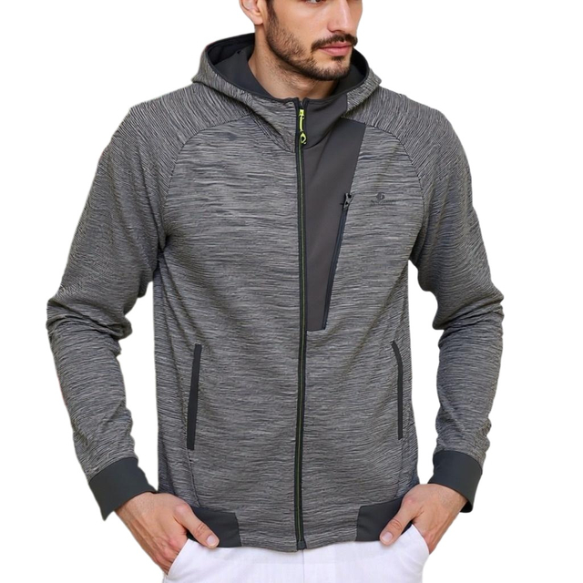 Men's Full-Zip Athletic Jacket with Hoodies Workout Long Sleeve Fishing Hiking Performance Shirt