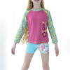 Girls Swimsuit Two Piece Rash Guard Set for 4-14 Years UPF 50+ UV Protective Long Sleeve Swimwear