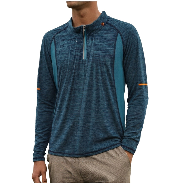 Mens Shirts Long Sleeve Casual Outdoor Hiking T-Shirts Lightweight half zip Shirts sportswear 