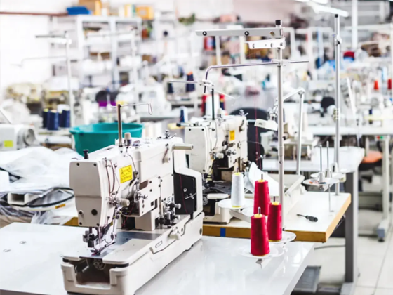 Industrial sewing machine workspace